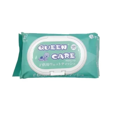 Khăn giấy ướt trẻ em Queen Care (xanh) gói 125 tờ