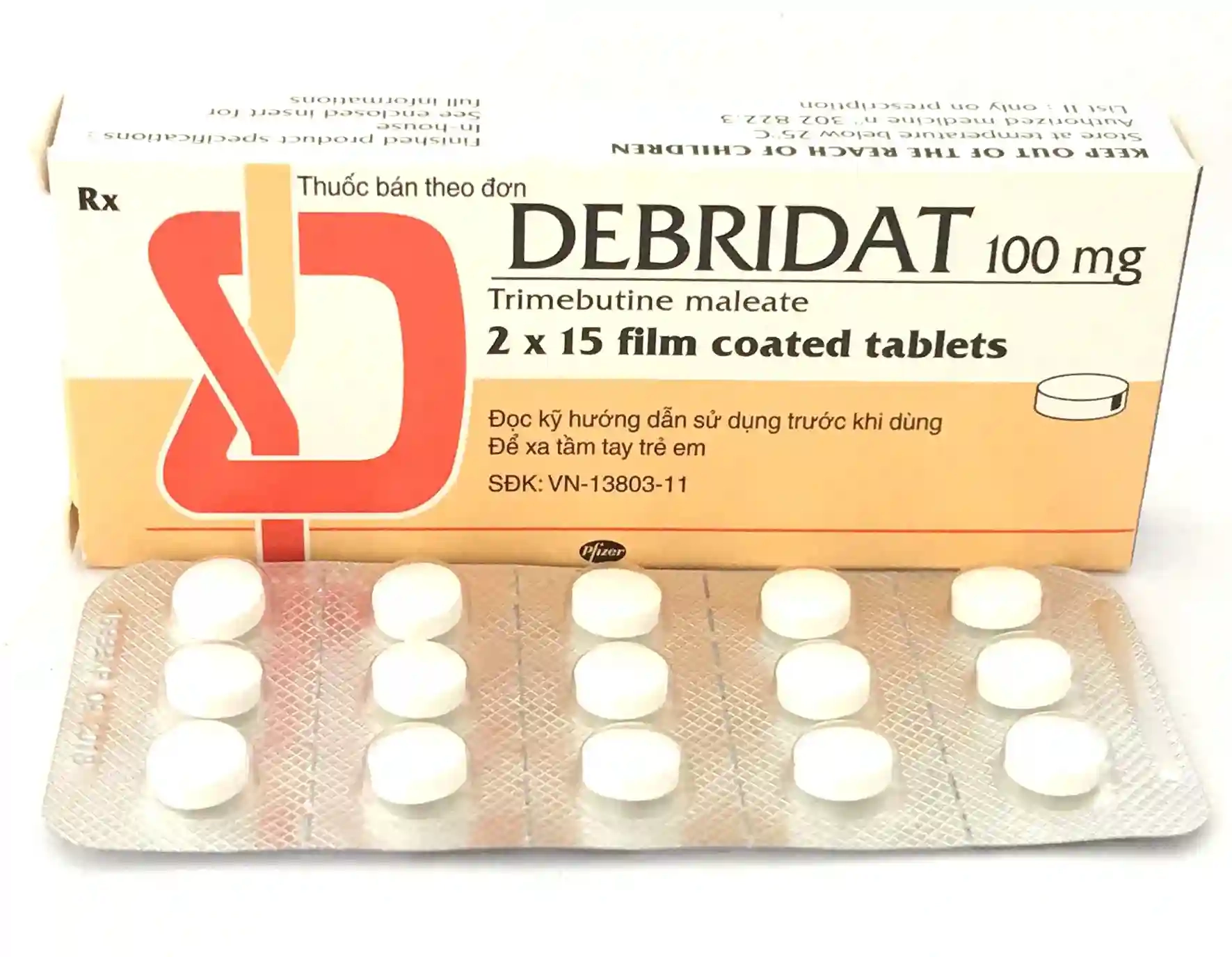 Thuốc chống co thắt Debridat 100mg hộp 30 viên