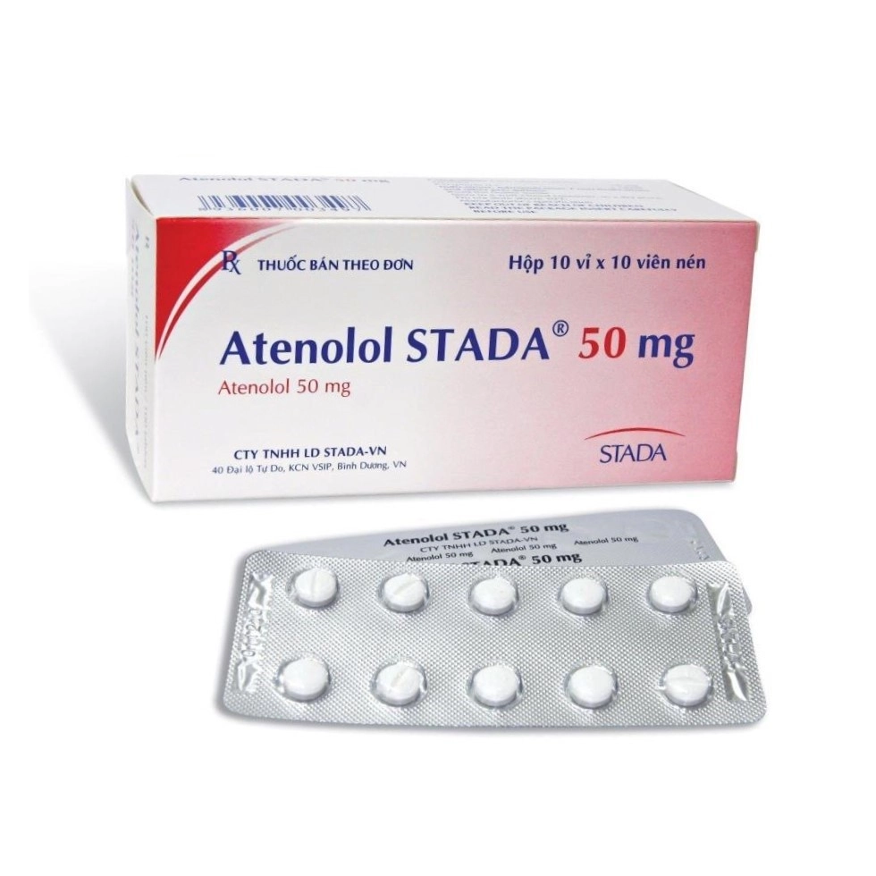 Thuốc trị cao huyết áp Atenolol STADA 50 mg hộp 100 viên