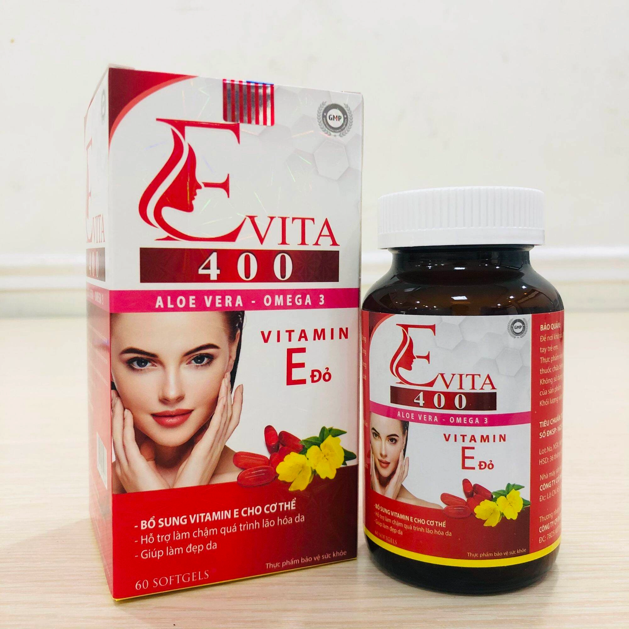 Viên uống đẹp da, sáng da, hạn chế lão hoá da EVITA Vitamin E Đỏ 400 hộp 1 lọ 60 viên