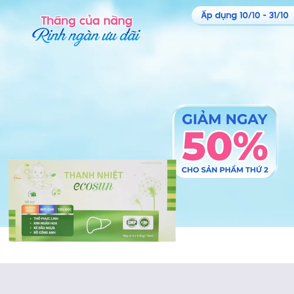[GIẢM 50%/SP THỨ 2] Giải độc Thanh nhiệt Ecosun hộp 4 vỉ x 5 ống x 10ml