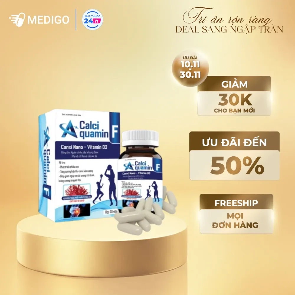 Bổ sung Calci, Vitamin D3 cho cơ thể Calci Aquamin F AVC hộp 30 viên