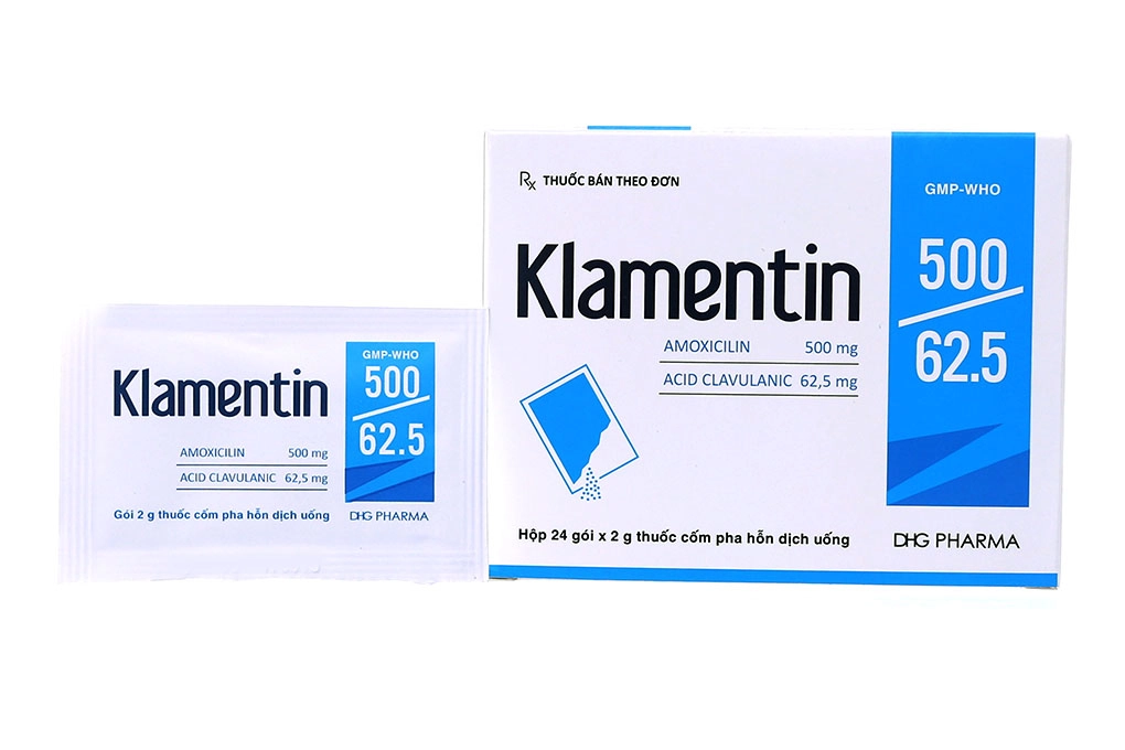 Thuốc kháng sinh Klamentin 500/62.5 hộp 24 gói