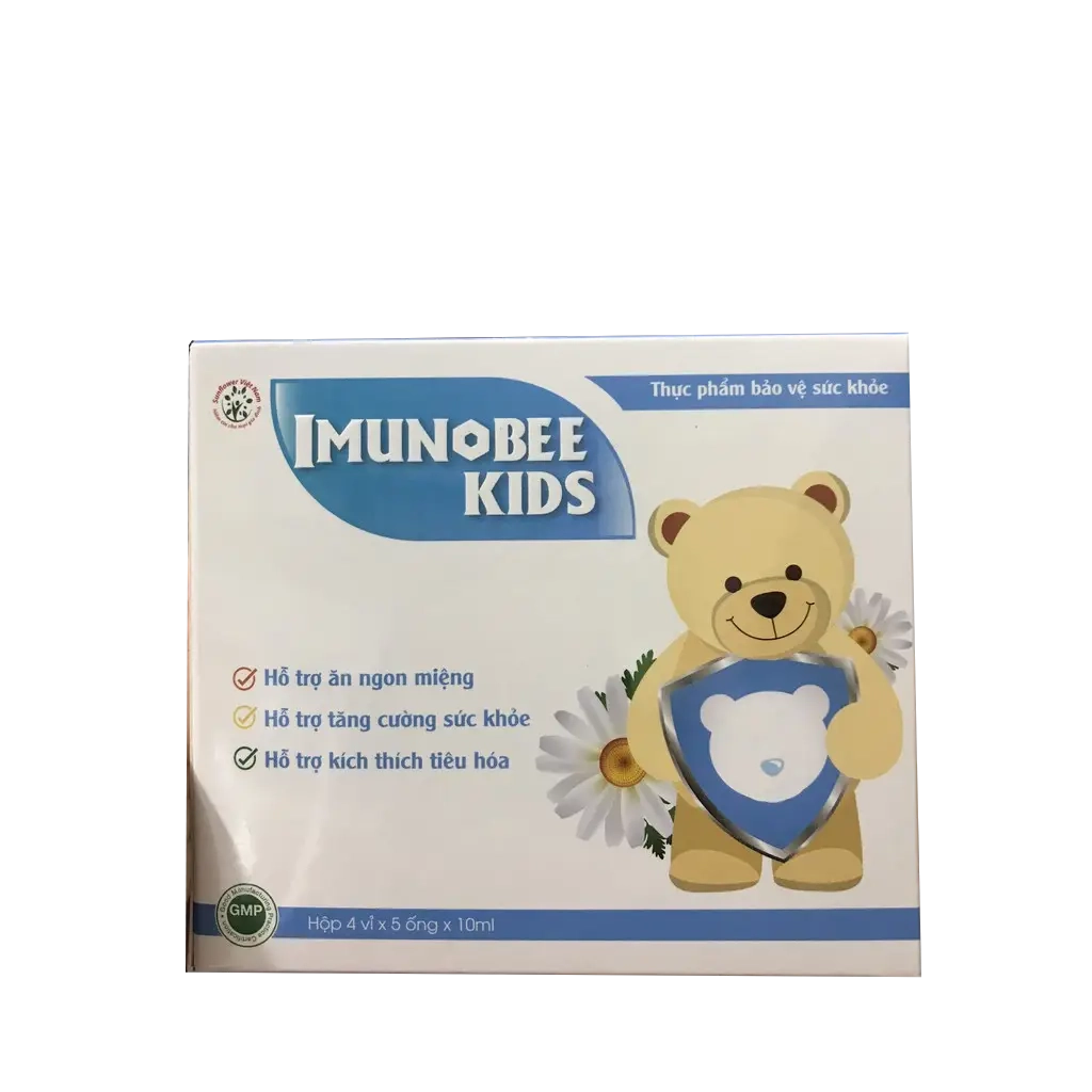 Hỗ trợ nâng cao sức đề kháng, ăn ngon IMUNOBEE KIDS hộp 4 vỉ x 5 ống x 10ml