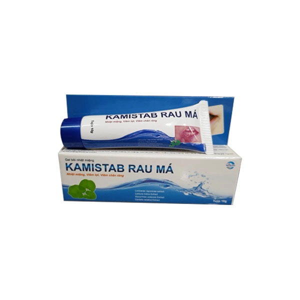 Gel bôi nhiệt miệng Kamistab Rau Má hộp 1 tuýp 10g