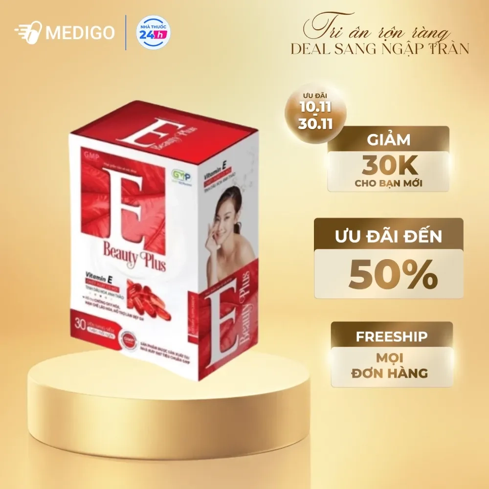 Viên uống hỗ trợ chống oxy hóa, làm đẹp da E Beauty Plus GMP Đức hộp 30 viên