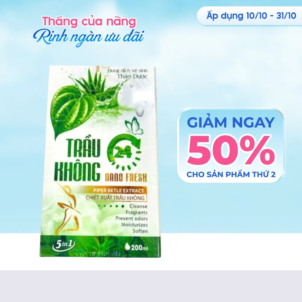 [GIẢM 50%/SP THỨ 2] Dung dịch vệ sinh thảo dược Trầu Không Nano Fresh chai 200 ml