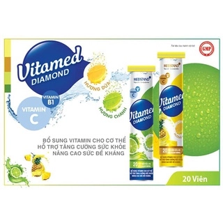 Viên sủi Vitamed DIAMOND (hương dừa) tuýp 20 viên