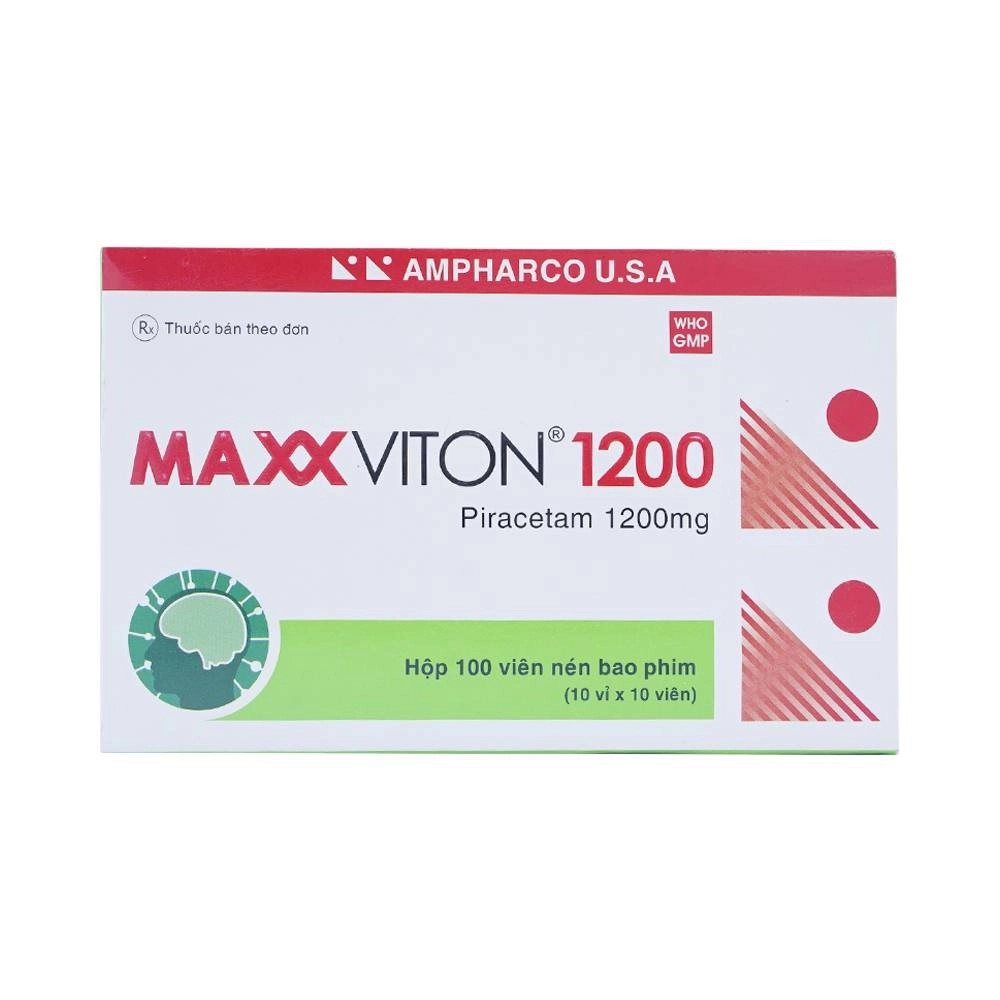 Điều trị triệu chứng chóng mặt, suy giảm trí nhớ Maxx Viton 1200 Ampharco U.S.A hộp 10 vỉ x 10 viên