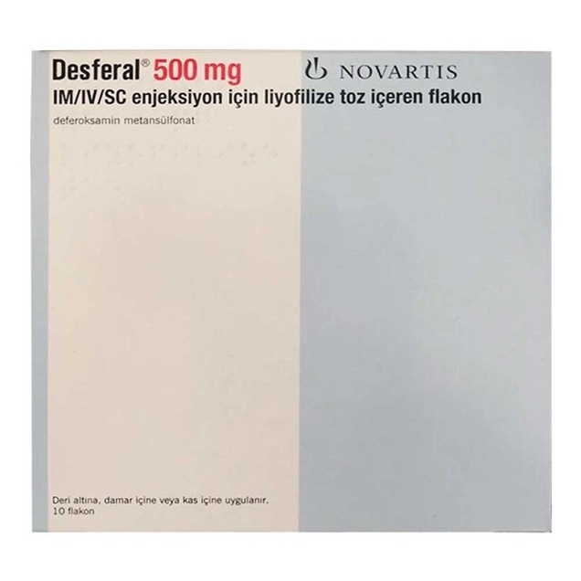 Thuốc điều trị thừa sắt mạn tính, thừa nhôm mạn tính Desferal 500mg Novartis hộp 10 lọ