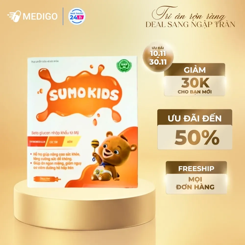 Hỗ trợ tăng cường sức đề kháng Sumo kids Hộp 4 vỉ x 5 ống x 10ml
