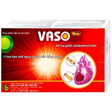 Hỗ trợ giảm cholesterol máu Vaso New Thiên Bình hộp 3 vỉ x 10 viên
