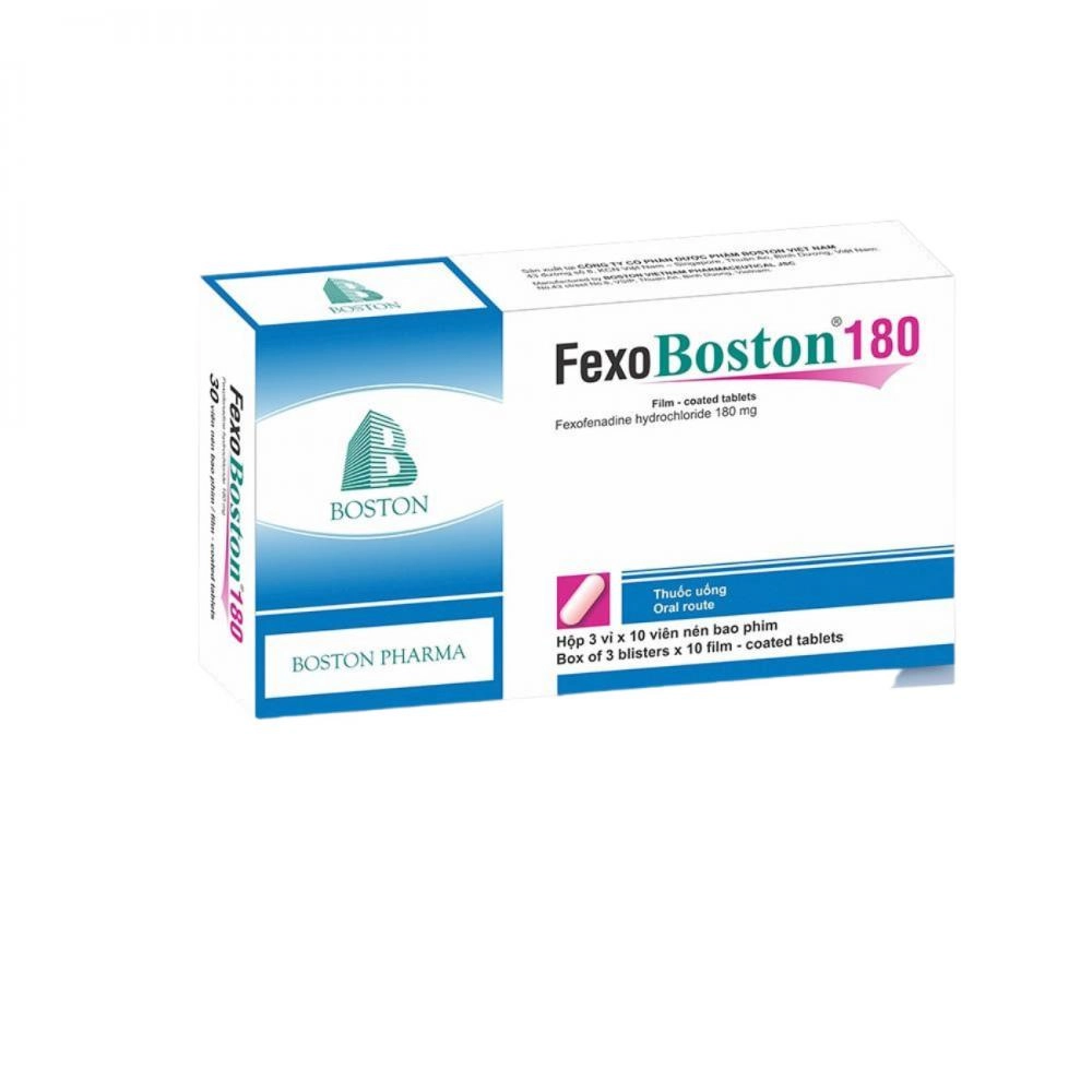 Thuốc trị bệnh mày đay FexoBoston 180 hộp 3 vỉ x 10 viên
