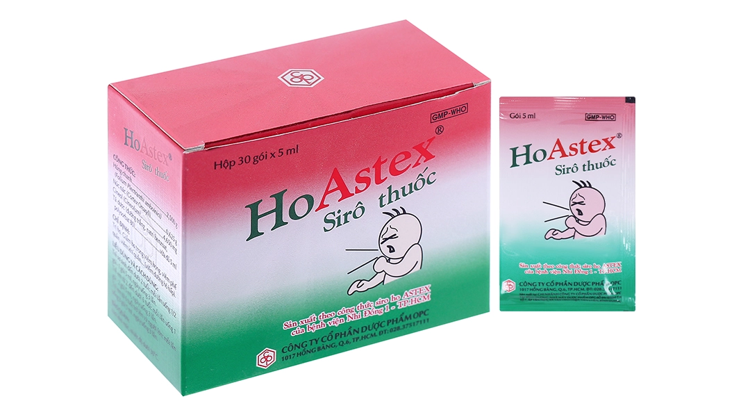 Siro trị ho, viêm phế quản HoAstex  hộp 30 gói x 5ml