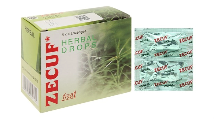 Viên ngậm giảm ho Zecuf Herbal Drops (vị thảo mộc) hộp 5 vỉ x 4 viên