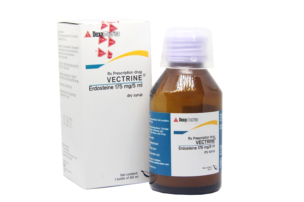 Siro làm loãng và tiêu nhầy VECTRINE Erdosteine 175mg.5ml hộp 1 chai 60 ml