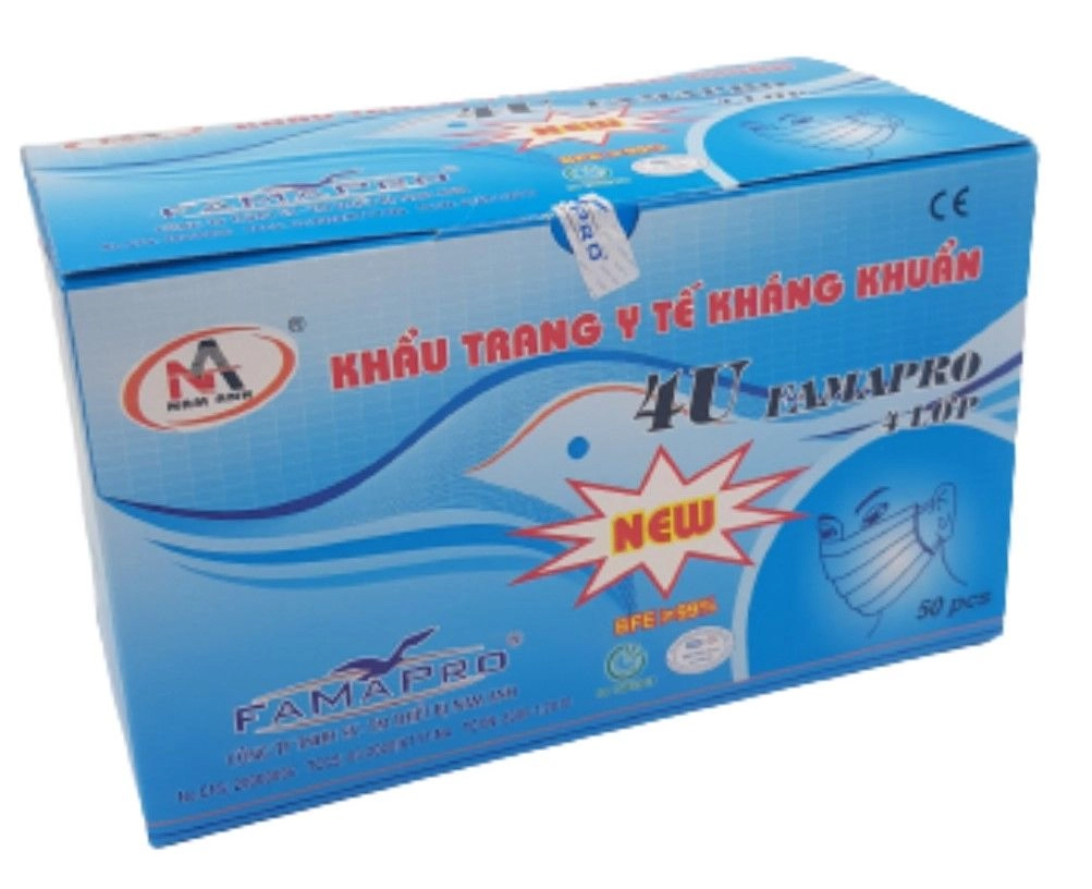 Khẩu trang y tế kháng khuẩn 4 lớp NAM ANH 4U FAMAPRO NEW hộp 50 cái