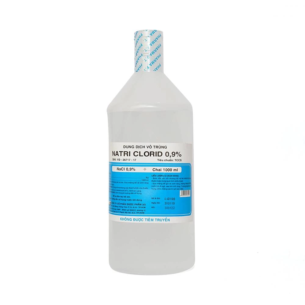 Nước muối Natri clorid 0,9% (Dược 3/2) chai 1000ml