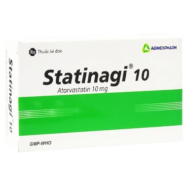 Thuốc điều trị tăng cholesterol máu Statinagi 10 Agimexpharm hộp 6 vỉ x 10 viên