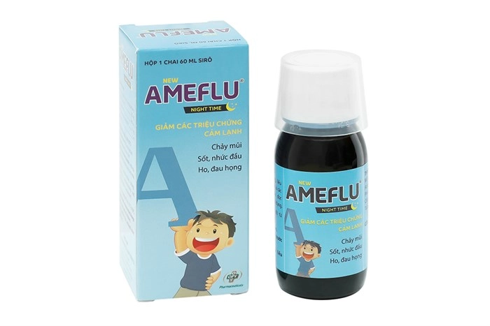 Siro giảm các triệu chứng cảm lạnh New AMEFLU night time hộp 1 chai 60ml