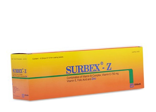 Thuốc bổ sung vitamin và kẽm Surbex-Z hộp 10 vỉ x 10 viên