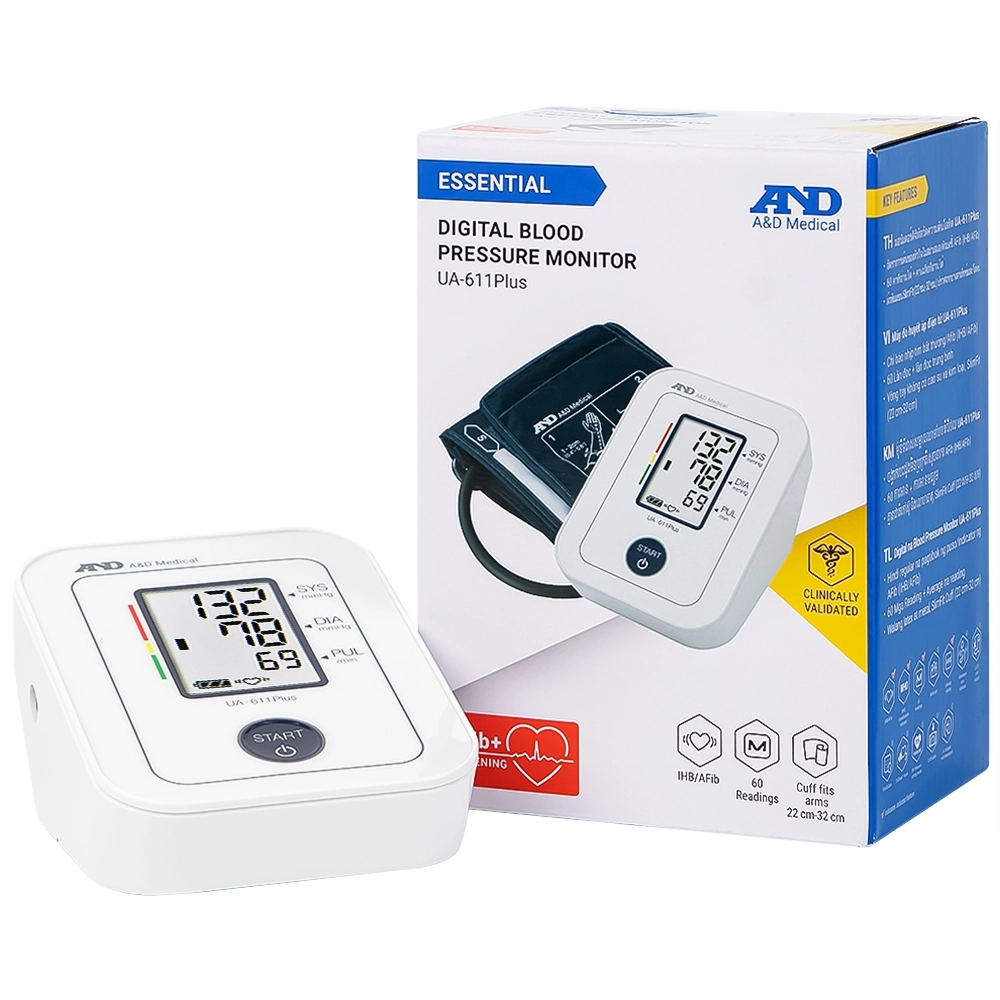Máy đo huyết áp bắp tay tự động AND UA-611 Plus hộp 1 cái