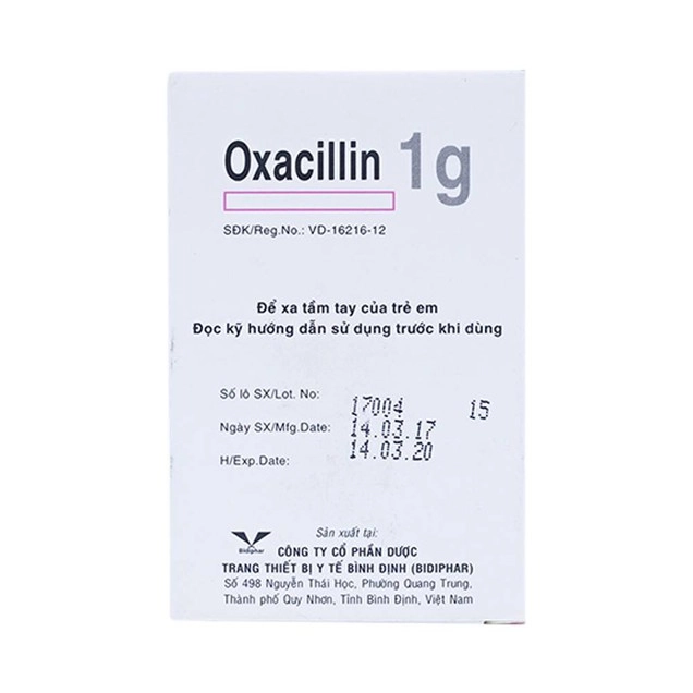 Thuốc tiêm điều trị các chứng nhiễm khuẩn Oxacillin 1g Bidiphar hộp 1 ống