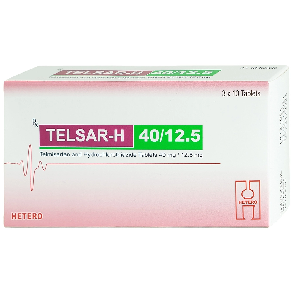 Thuốc trị tăng huyết áp Telsar-H 40/12.5 Hetero hộp 3 vỉ x 10 viên