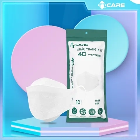 Khẩu trang y tế 4D TTCARE (xám) gói 10 cái