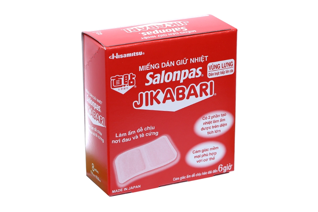 Miếng dán giữ nhiệt Salonpas Jikabari hộp 8 miếng