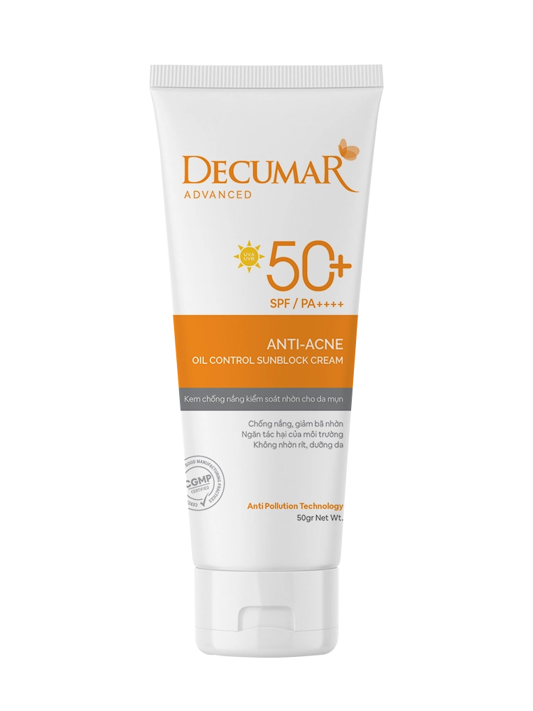 Kem chống nắng Decumar Advanced Anti - Acne Oil Control Sunblock Cream tuýp 50g