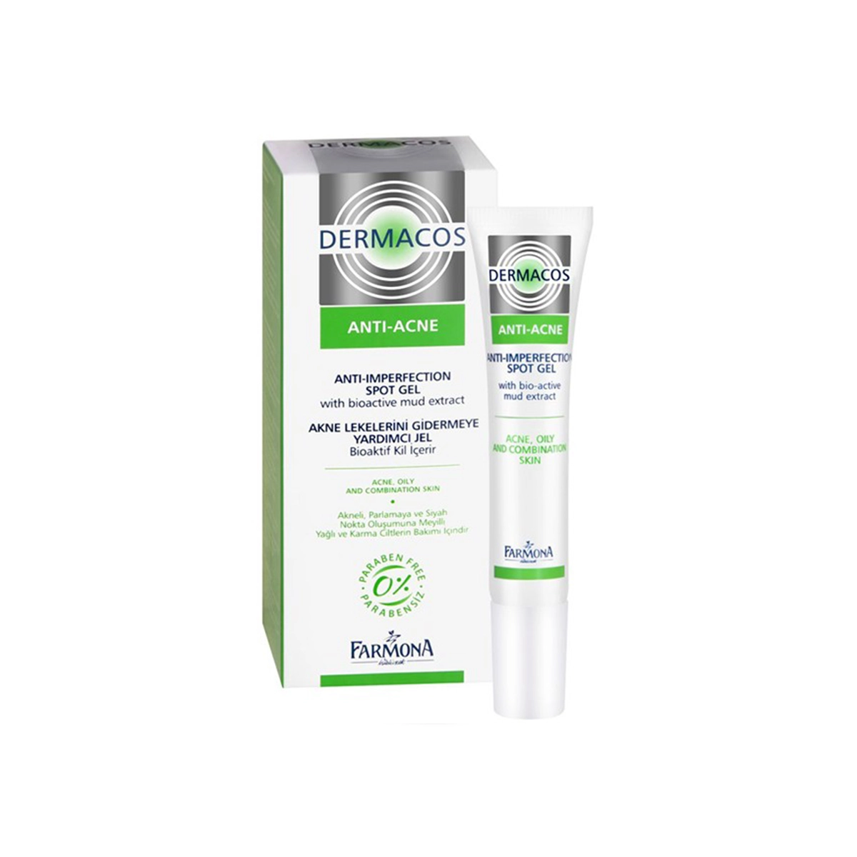 Gel chấm mụn trứng cá Dermacos Anti - Ance Anti Imperfection Spot Gel hộp 1 tuýp 15ml