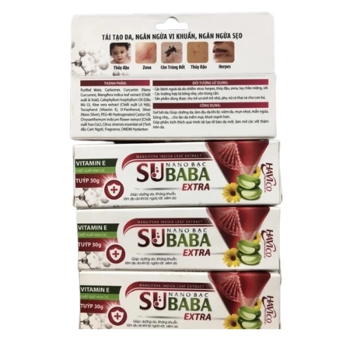 Gel bôi nano bạc SUBABA EXTRA hộp 1 tuýp 30g