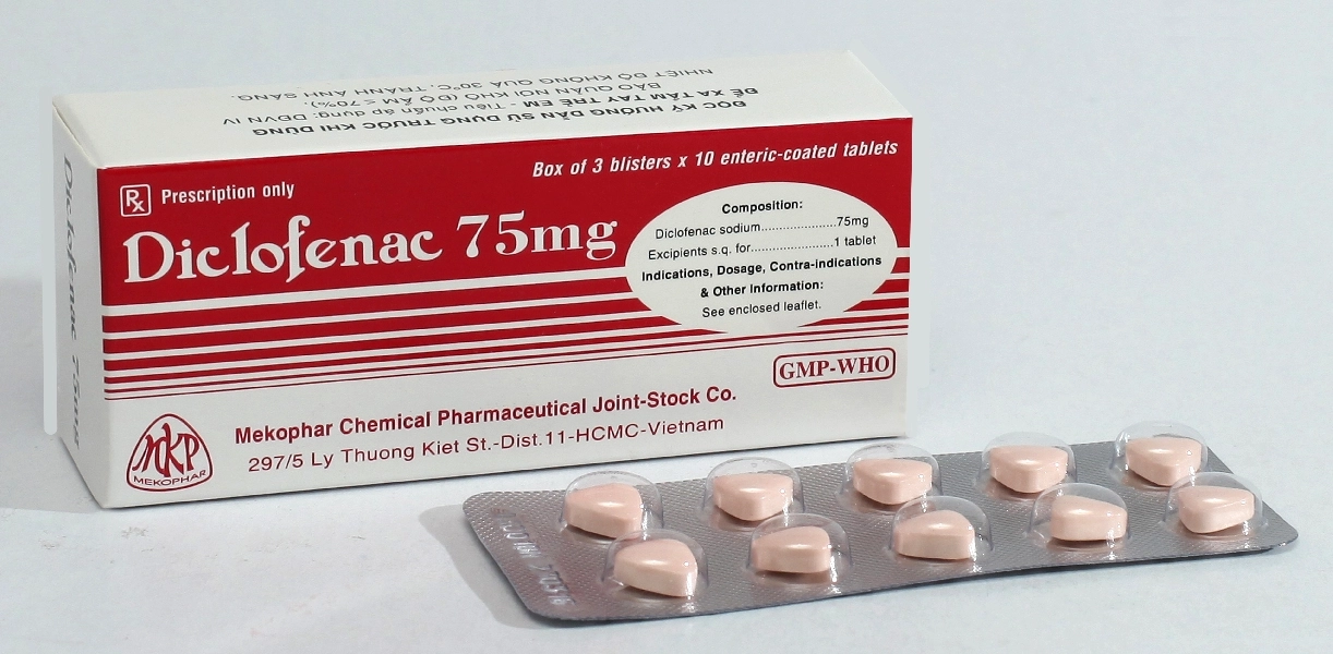 Thuốc kháng viêm Diclofenac 75mg Mekophar hộp 3 vỉ x 10 viên