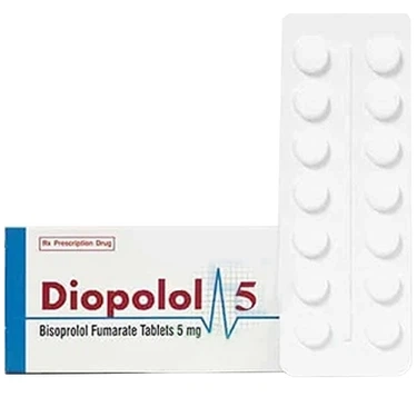 Thuốc điều trị tăng huyết áp, đau thắt ngực Diopolol 5 Mega We care hộp 3 vỉ x 10 viên