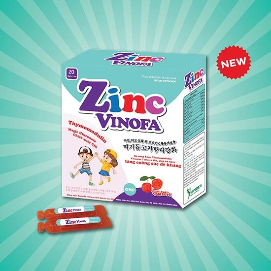 Bổ sung kẽm, tăng cường sức đề kháng Zinc VINOFA hộp 20 ống