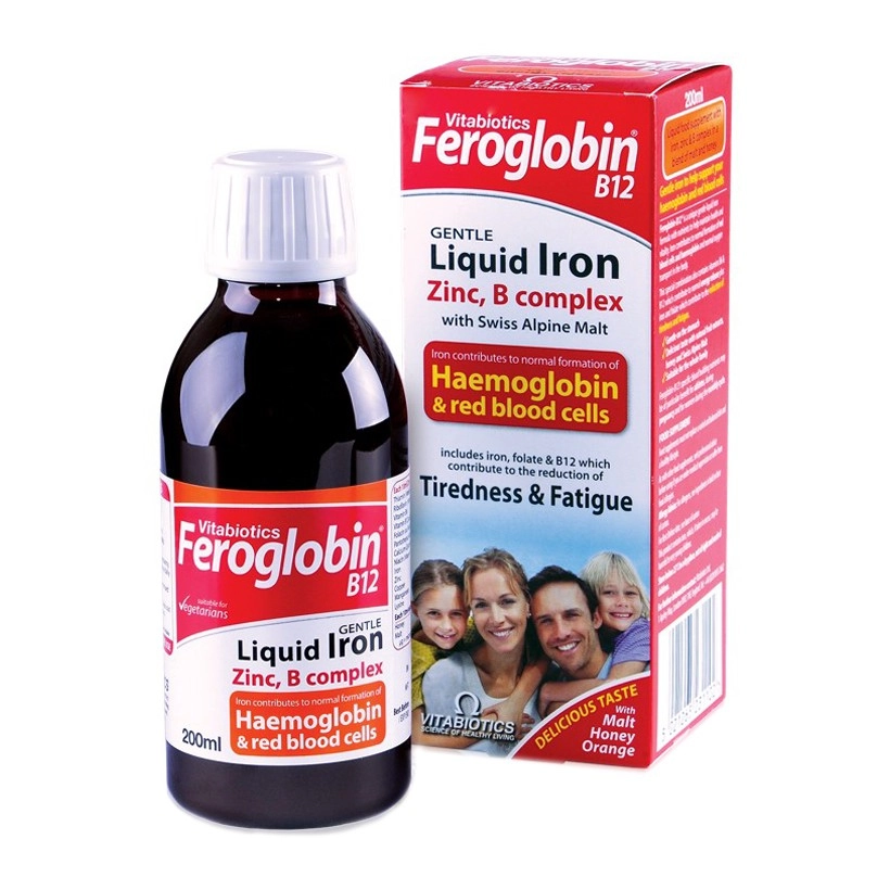 Siro bổ máu Vitabiotics Feroglobin B12 Liquid hộp 1 chai 200ml