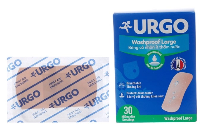 Băng cá nhân ít thấm nước Urgo Washproof Large hộp 30 miếng