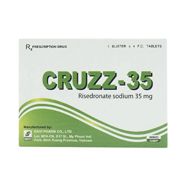 Thuốc phòng và điều trị loãng xương Cruzz-35 hộp 1 vỉ x 4 viên nén bao phim