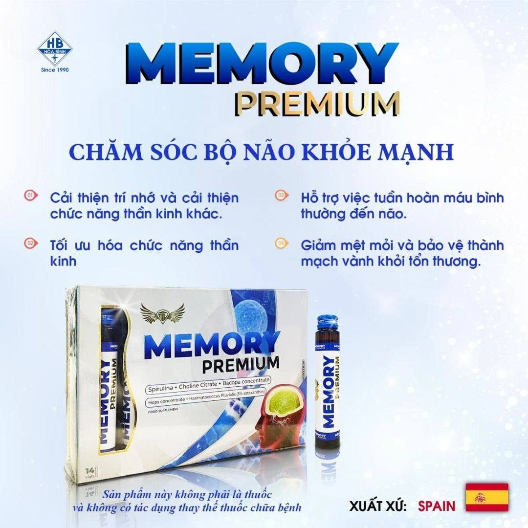 Hỗ trợ tuần hoàn não MEMORY PREMIUM hộp 14 ống