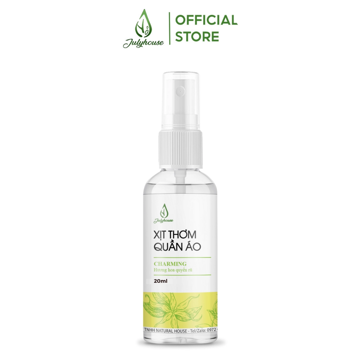 Xịt thơm quần áo Julyhouse Charming (hương hoa quyến rũ) chai 20ml