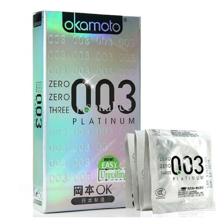 Bao cao su Okamoto 0.03 Platinum hộp 10 cái