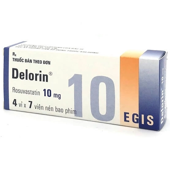 Thuốc điều trị tăng cholesterol máu 
Delorin 10mg hộp 28 viên