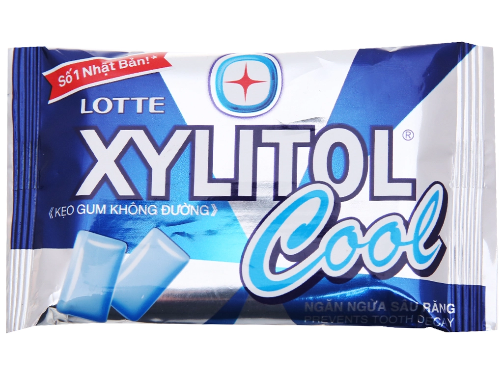 Kẹo gum không đường (xanh dương) Lotte XYLITOL Cool vỉ 8 viên