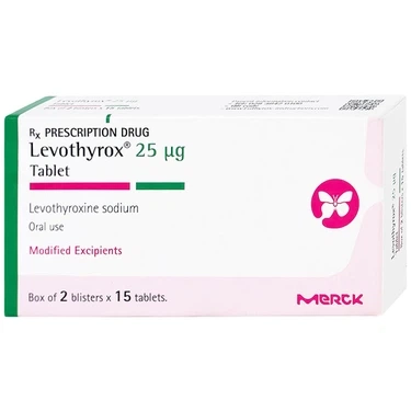 Thuốc trị bệnh tuyến giáp Levothyrox 25µg Merck hộp 2 vỉ x 15 viên