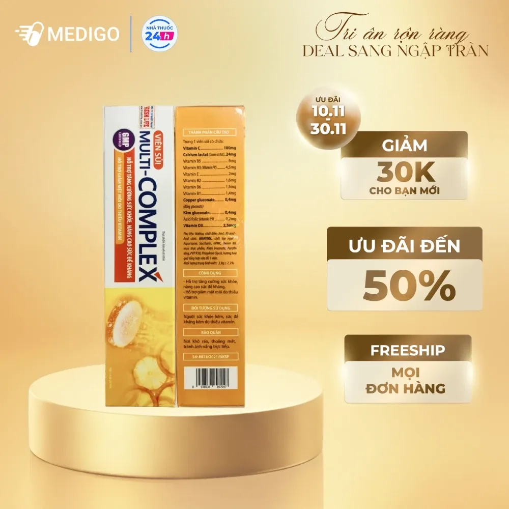 Viên sủi tăng cường sức khỏe, bổ sung vitamin MULTI-COMPLEX tuýp 20 viên