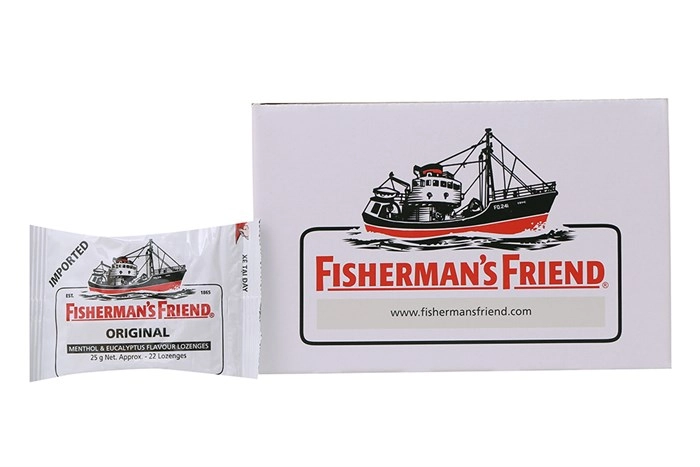 Kẹo cay con tàu (màu trắng) không đường Vị Menthol và Khuynh diệp Fisherman's Friend  (ORIGINAL) hộp 24 gói x 25g