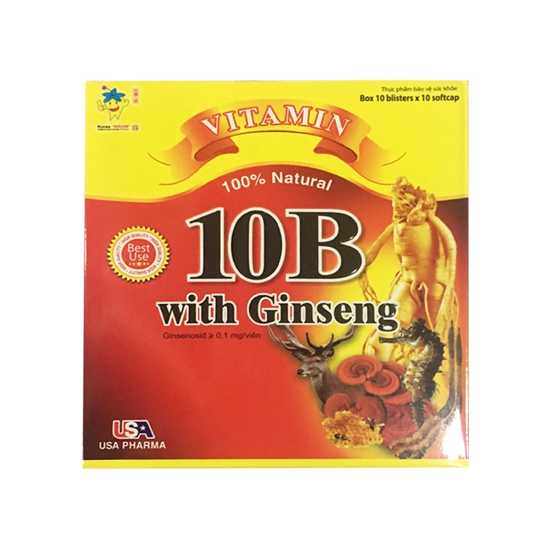 Viên uống bổ sung Vitamin 10B With Ginseng (USA Pharma) hộp 10 vỉ x 10 viên