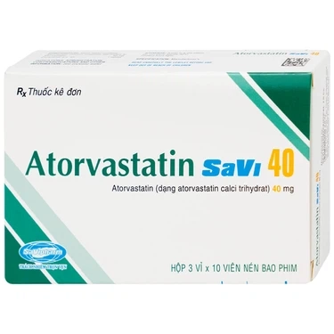 Thuốc điều trị rối loạn lipid máu, mỡ máu, cholesterol máu cao torvastatin 40mg Savi hộp 3 vỉ x 10 viên