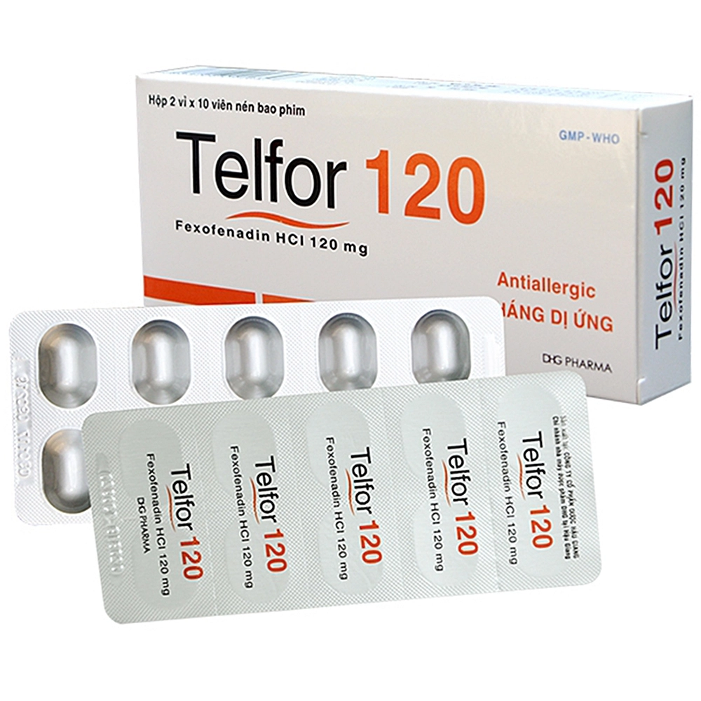Thuốc chống dị ứng Telfor 120 DHG hộp 2 vỉ x 10 viên